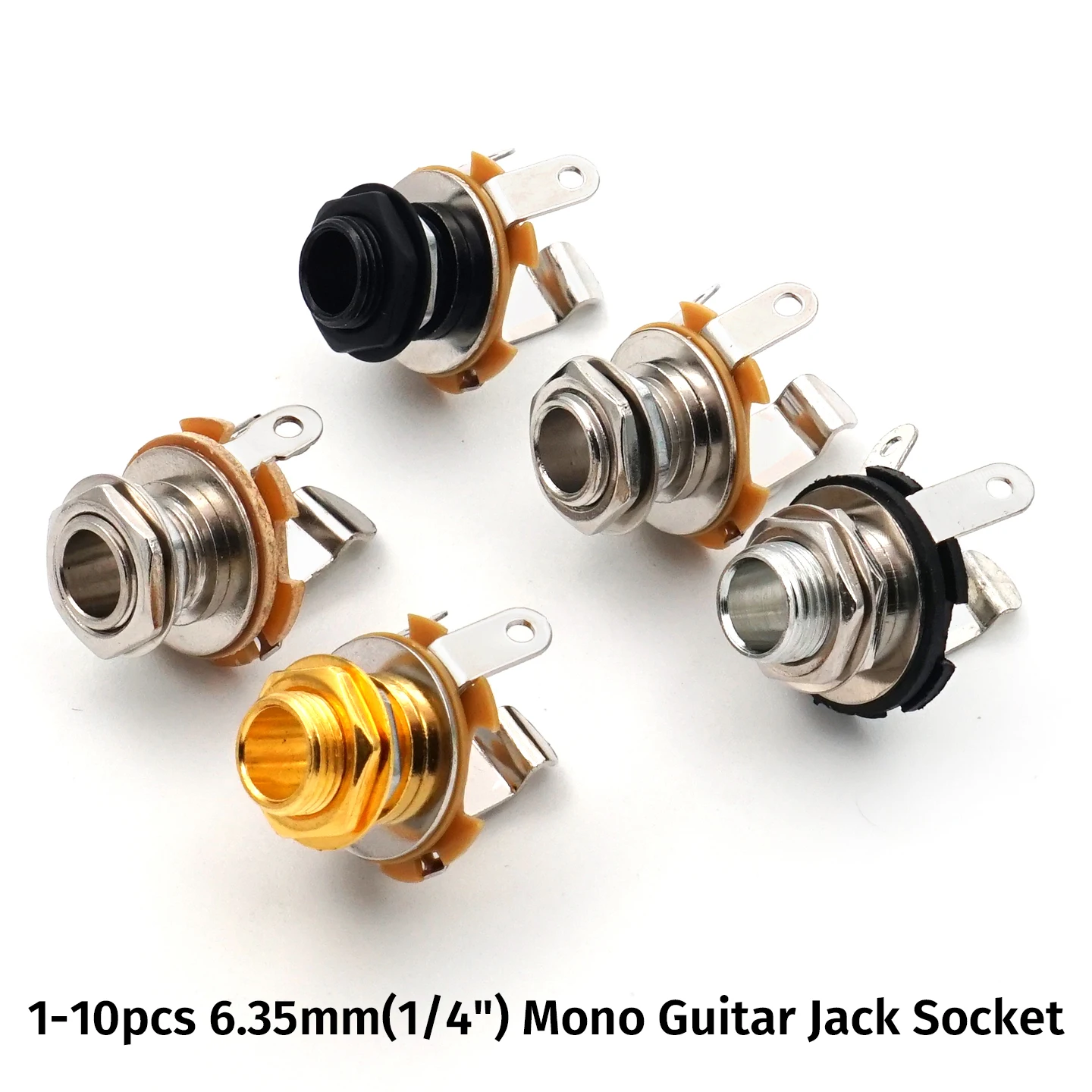 Conector de Entrada/Salida para Guitarra, 6.35mm, 1/4'', Mono, para Repuesto de Guitarra Eléctrica y Bajo, 1/2/5/10 Piezas
