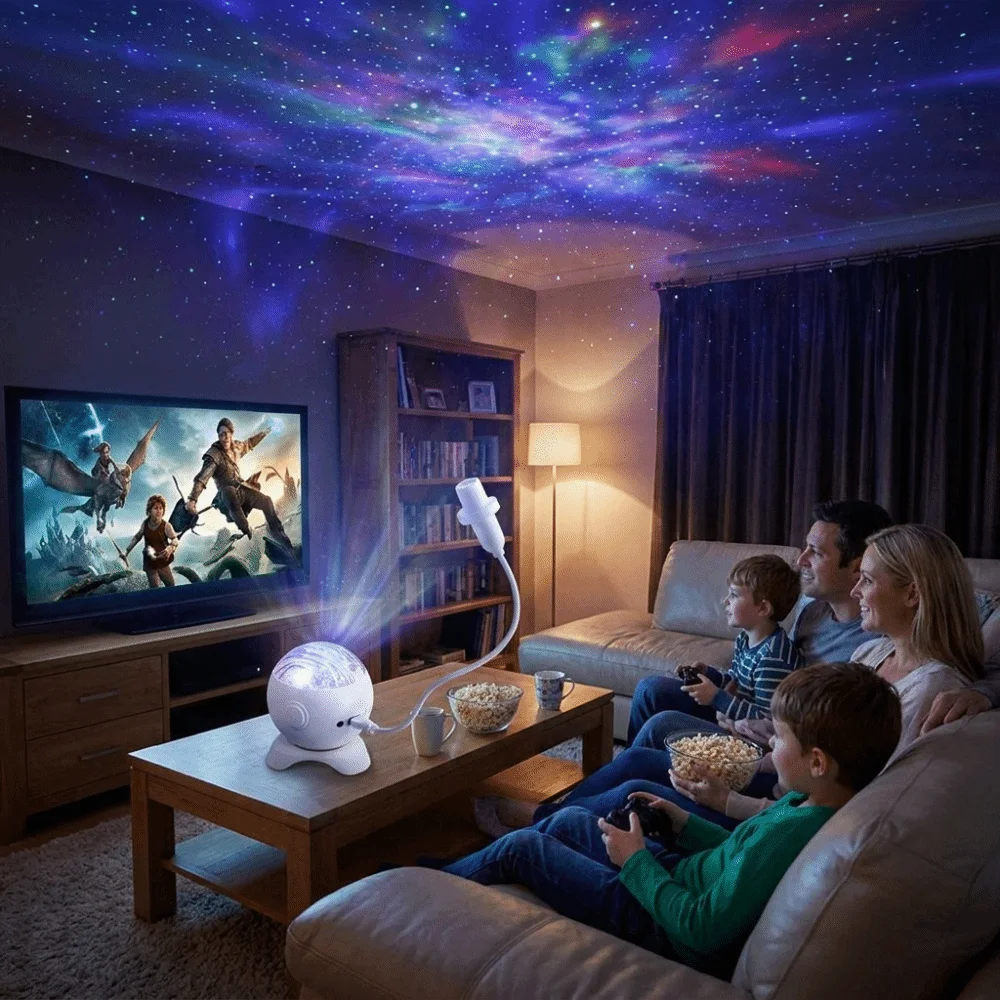 Bluetooth Speaker Star Projector Light RGB Northern Light Remote Control Galaxy Projector 360 Rotatable Planet Patterns