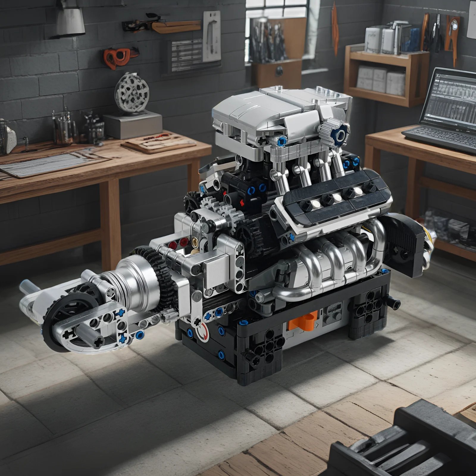 Ensemble de blocs de construction de moteur V8 de voiture de sport, modèle de simulation de moteur, briques techniques, ornements de véhicule, jouets cadeaux, 737 pièces, 10206