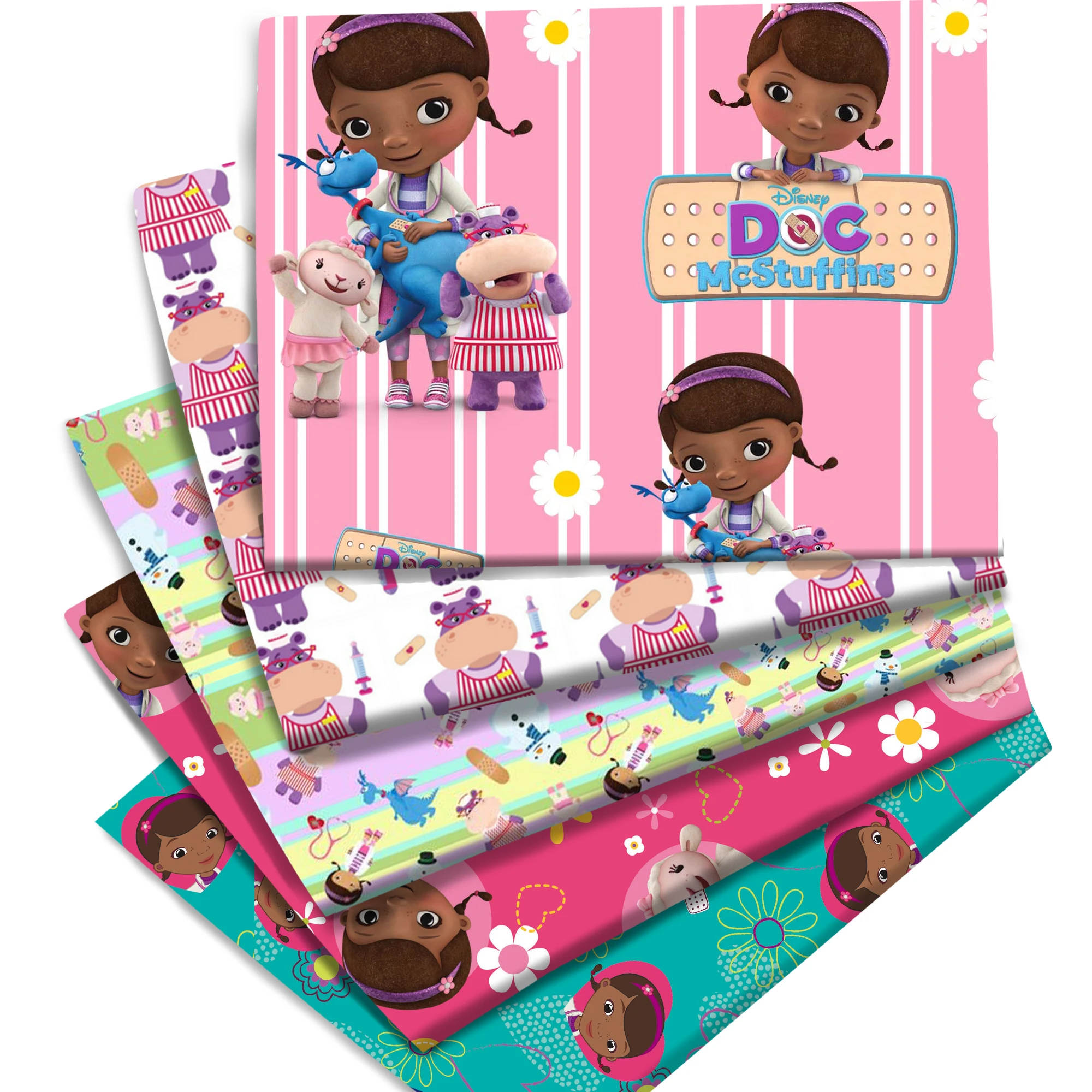 Sale Disney Doc Mcstuffins Cotton Fabric Printed Cloth Sewing Quilting Patchwork Needlework DIY Handmade Material Accessories