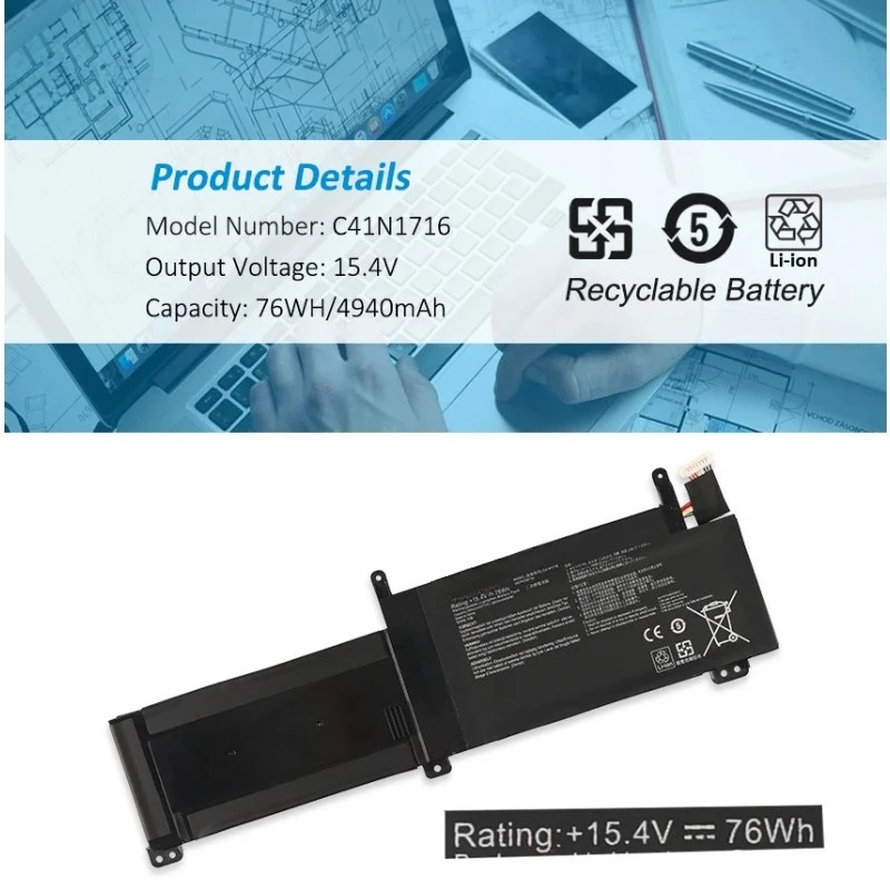 C41N1716 Bateria Do Portátil para ASUS ROG Strix GL703GS GL703GM ROG Strix S7BS S7BS8750 GL703GM-NS73 GL703GM-DS74