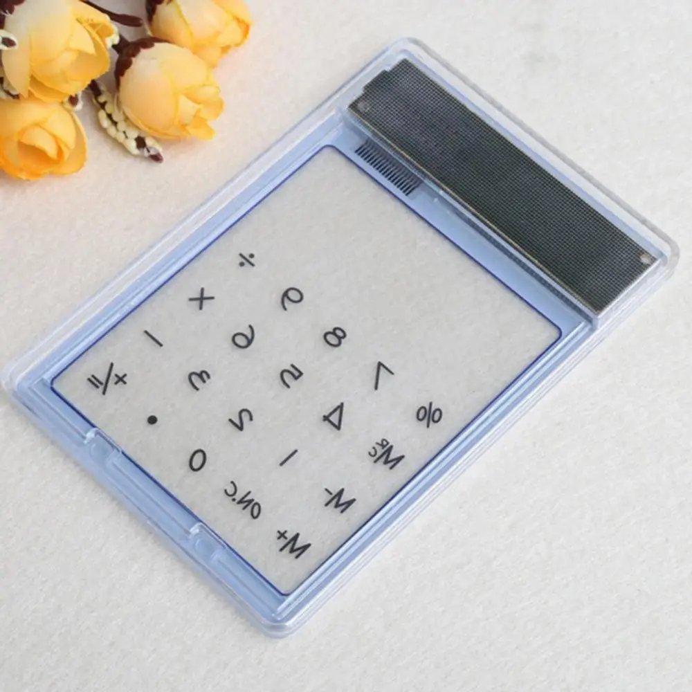 Ultra Slim Mini Transparent Solar Powered LCD Touch Screen Student Calculator