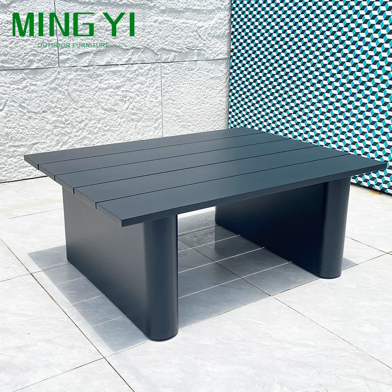 سبائك الألومنيوم سعر المصنع أطقم أرائك خارجية صالة أثاث الفناء مع وسائد أريكة على شكل حرف L مع طاولة للفندق