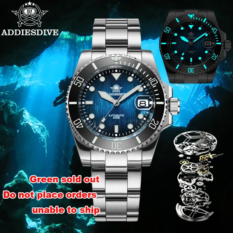 

ADDIESDIVE AD2078 Diving Watch New Men's Automatic Watch NH35 Mechanical 41mm Sapphire Glass Night Light Waterproof 200m