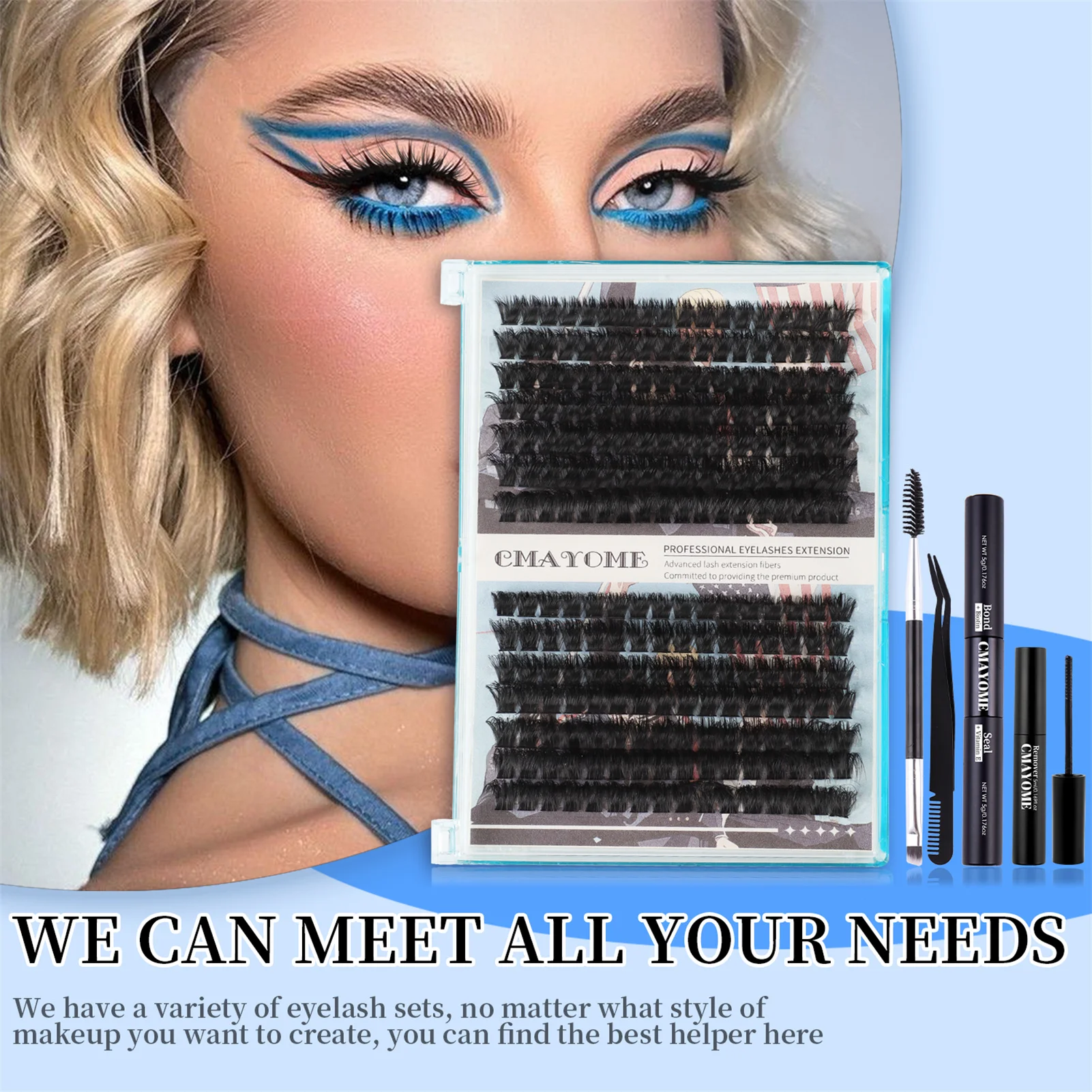 

80D 100D DIY Lash clusters set 238PCS Fluffy false eyelashes Extensions Individual Lashes bond and seal Strong glue Kit make up