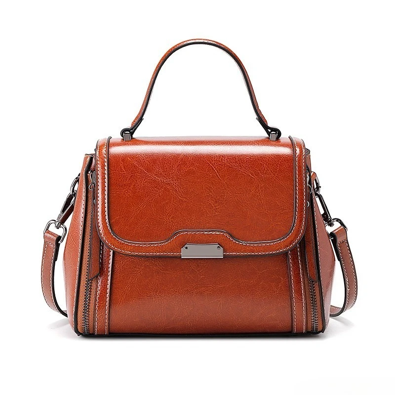 Vintage Shoulder Bag for Women Genuine Leather Full Grain Leather Adjustable Strap Top Handle Large Capacity Everyday