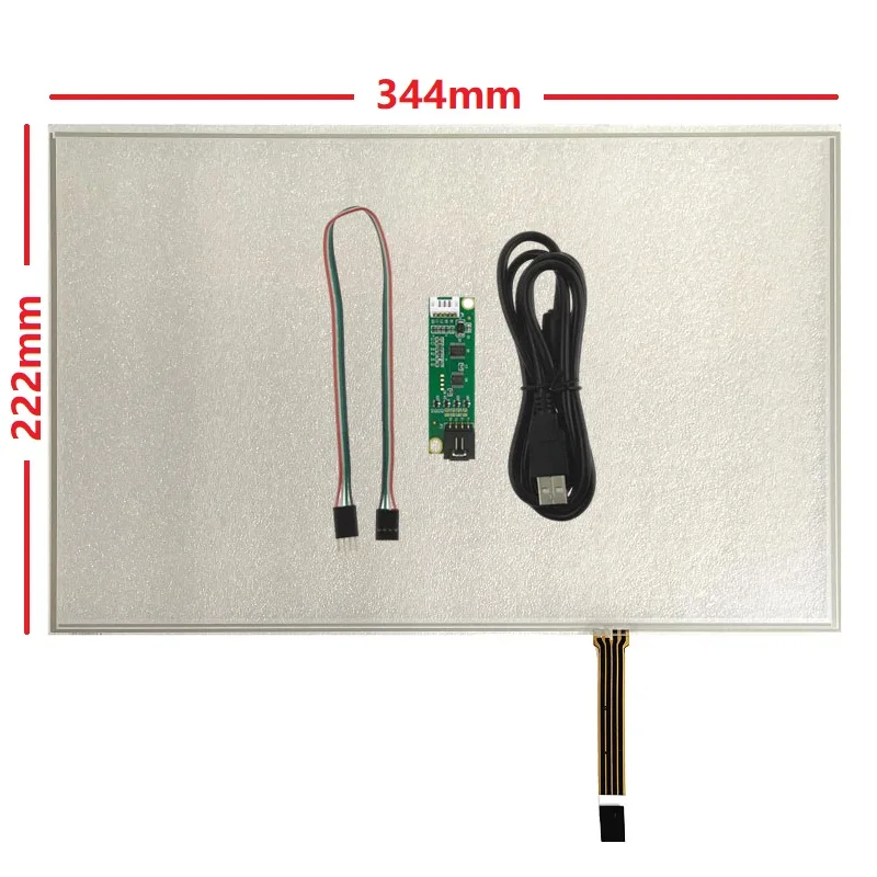 15.4inch 4-Wire 344*222mm Resistive Touch Soft Screen Film To Film with USB Controller Kit for POS Machine Computer