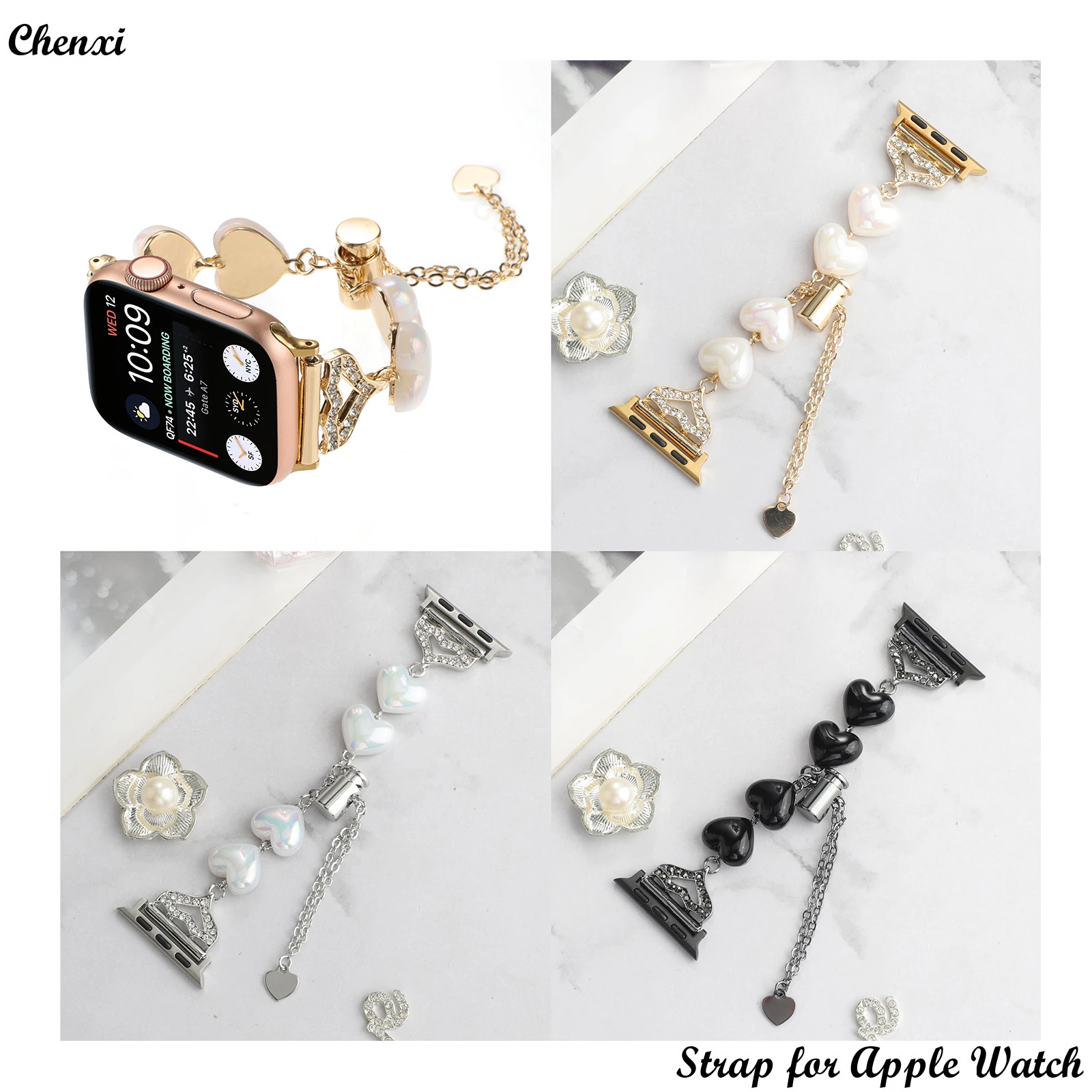 

Metal strap for Apple watch band jewelry love chain for Iwatch87654321SE Ultra 38 40 41 42 44 45mm ornament bracelet women wrist