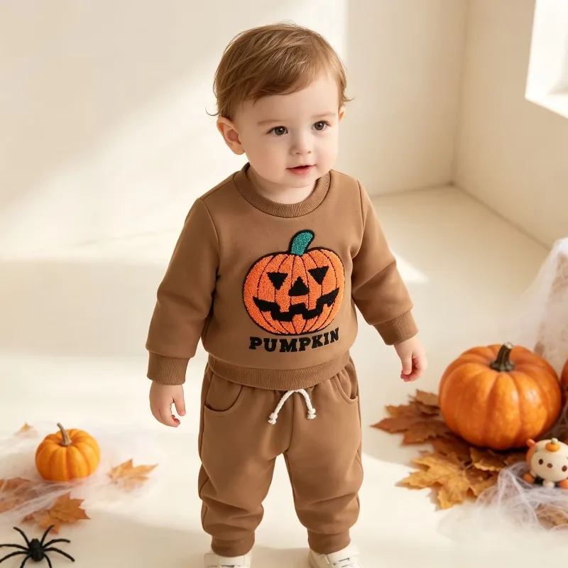 Newborn Infant Toddler Baby Boys Romper Outfit Set Grey Take Me To The Pumpkin Patch Print Top And Drawstring Pants 0 36M