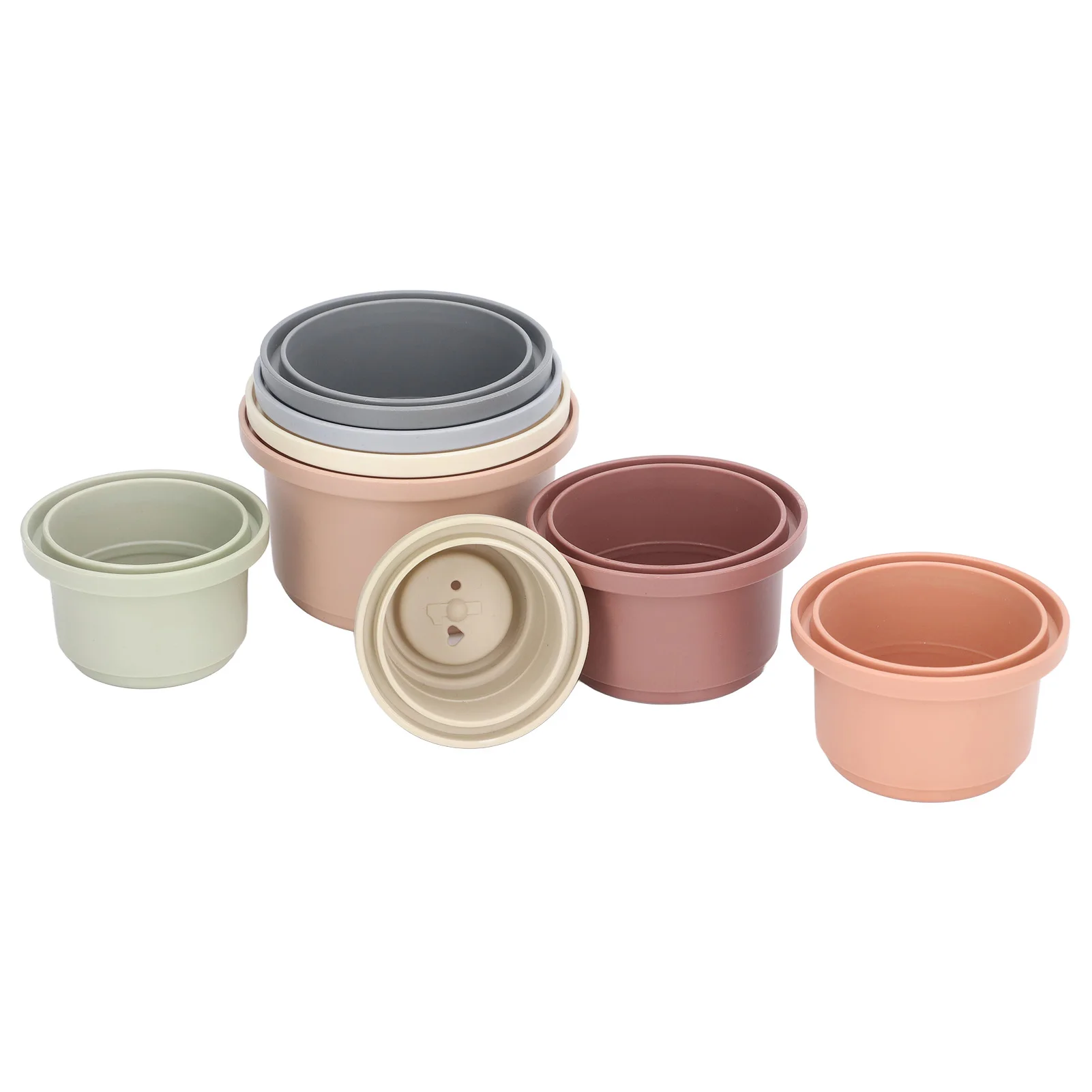 8Pcs Stacking Cups Color Learning Rich Colors Modern Design Fun Educational Toys for Baby Shower Gifts Bath Toys