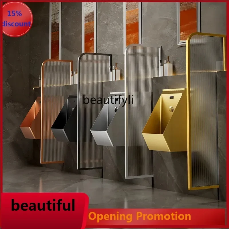 

Z189 Gold stainless steel integrated induction urinal wall-mounted bathroom men's toilet black urinal urinal