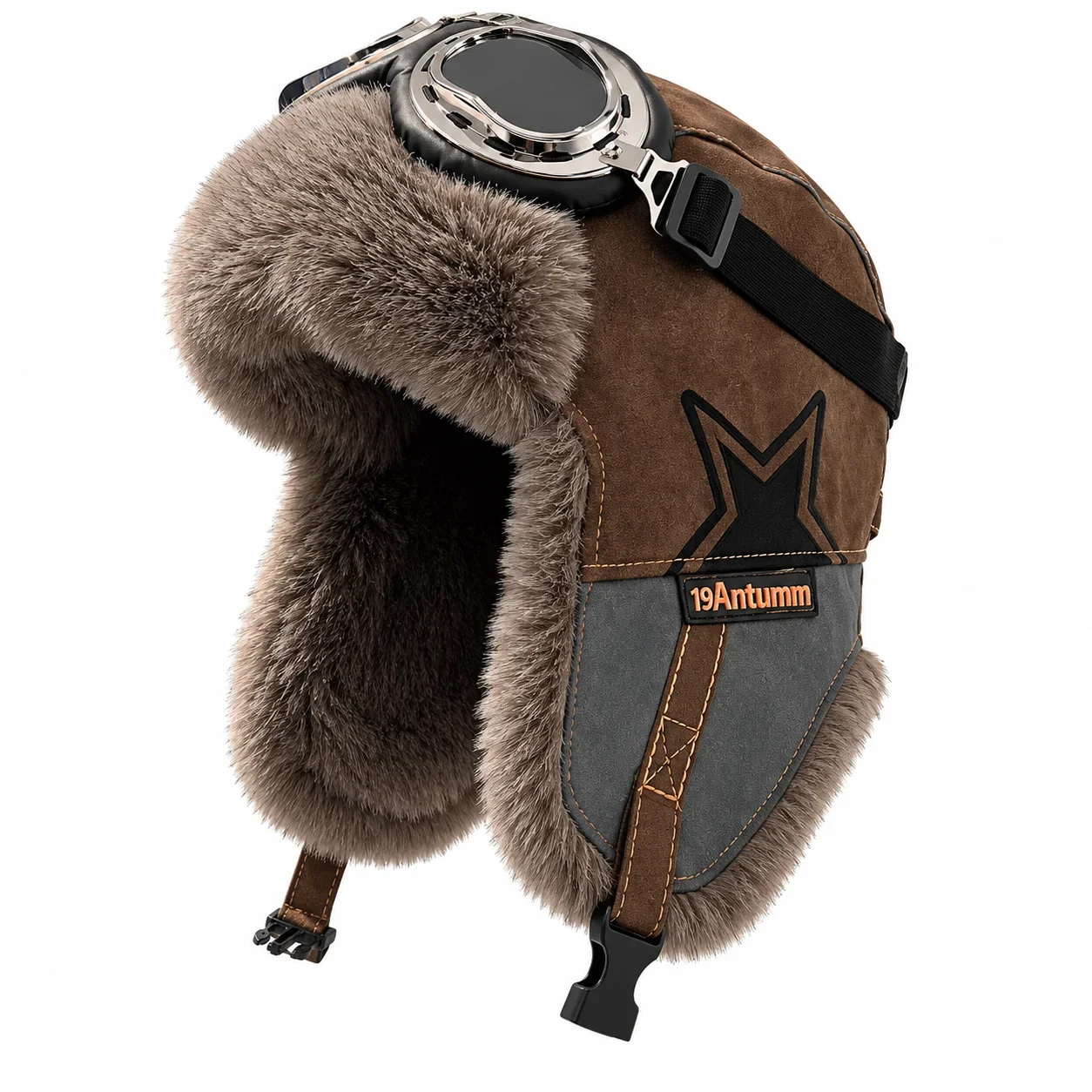 Mens Faux Fur Trapper Hat Winter Warm Ear Flap Aviator Cap Windproof Thick Lined Outdoor Motorcycle Cycling Ski Snow Headwear