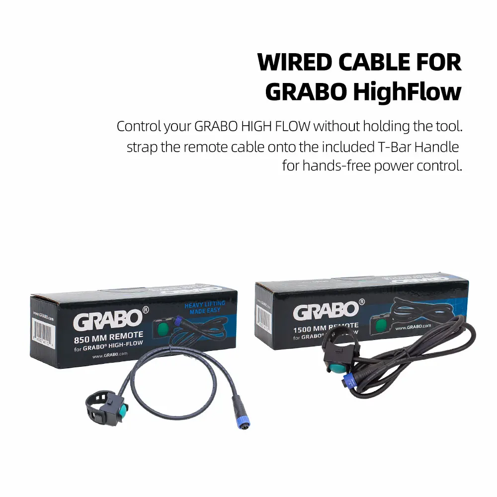 850mm and 1500mm Wired Remote Cable Durable Rubber Strap Power Switch Control for Grabo High Flow Vacuum Lifter