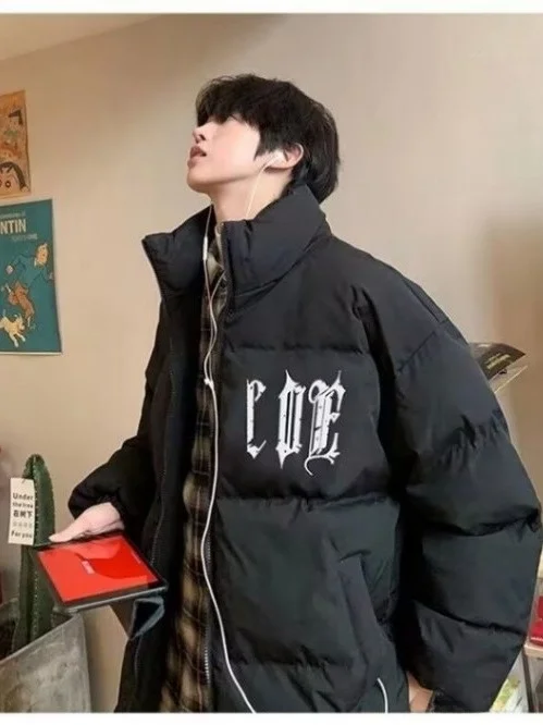 

Хлопковое пальто с принтом в американском стиле ретро для пар, свободное милое крутое уличное пальто для мужчин и женщин, теплое длинное пальто све