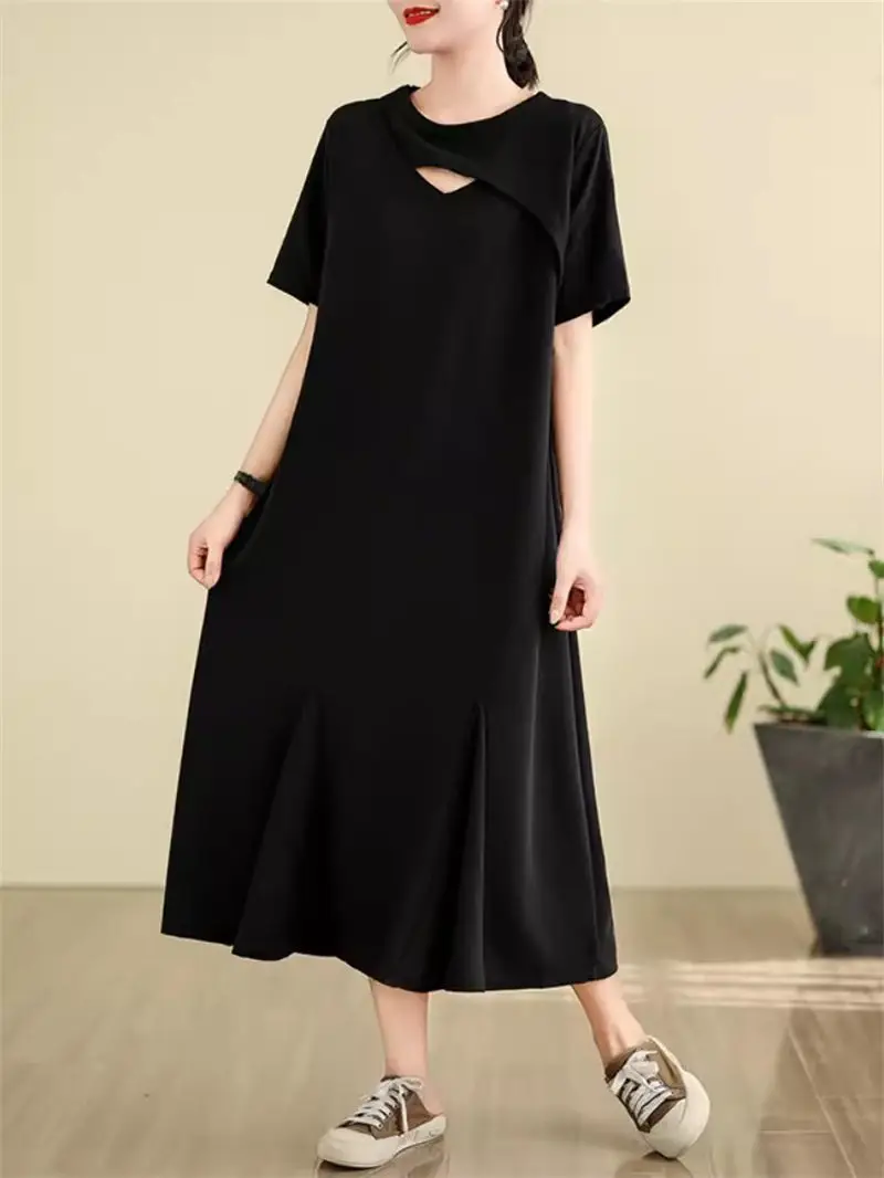 Robe t-shirt en queue de poisson pour femme, robe astronomique creuse, vêtements décontractés à manches courtes, été 2024, nouveau, K561