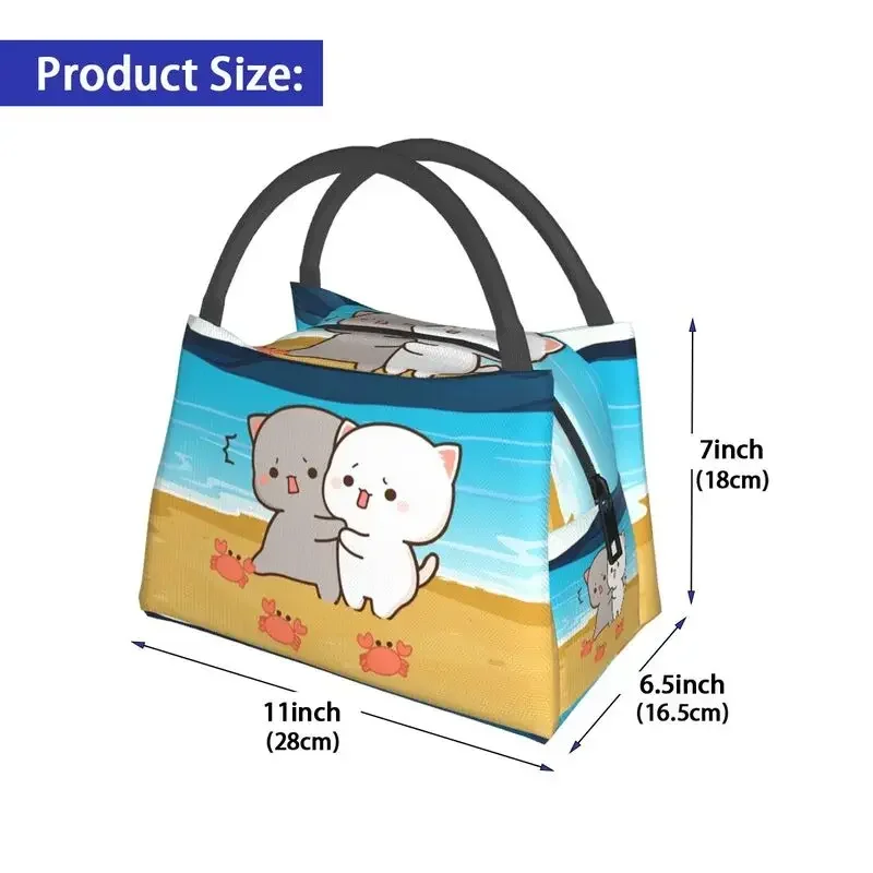 

Mochi Cat Peach And Goma Lunch Bag Women Cooler Thermal Insulated Lunch Boxes for Work Pinic or Travel