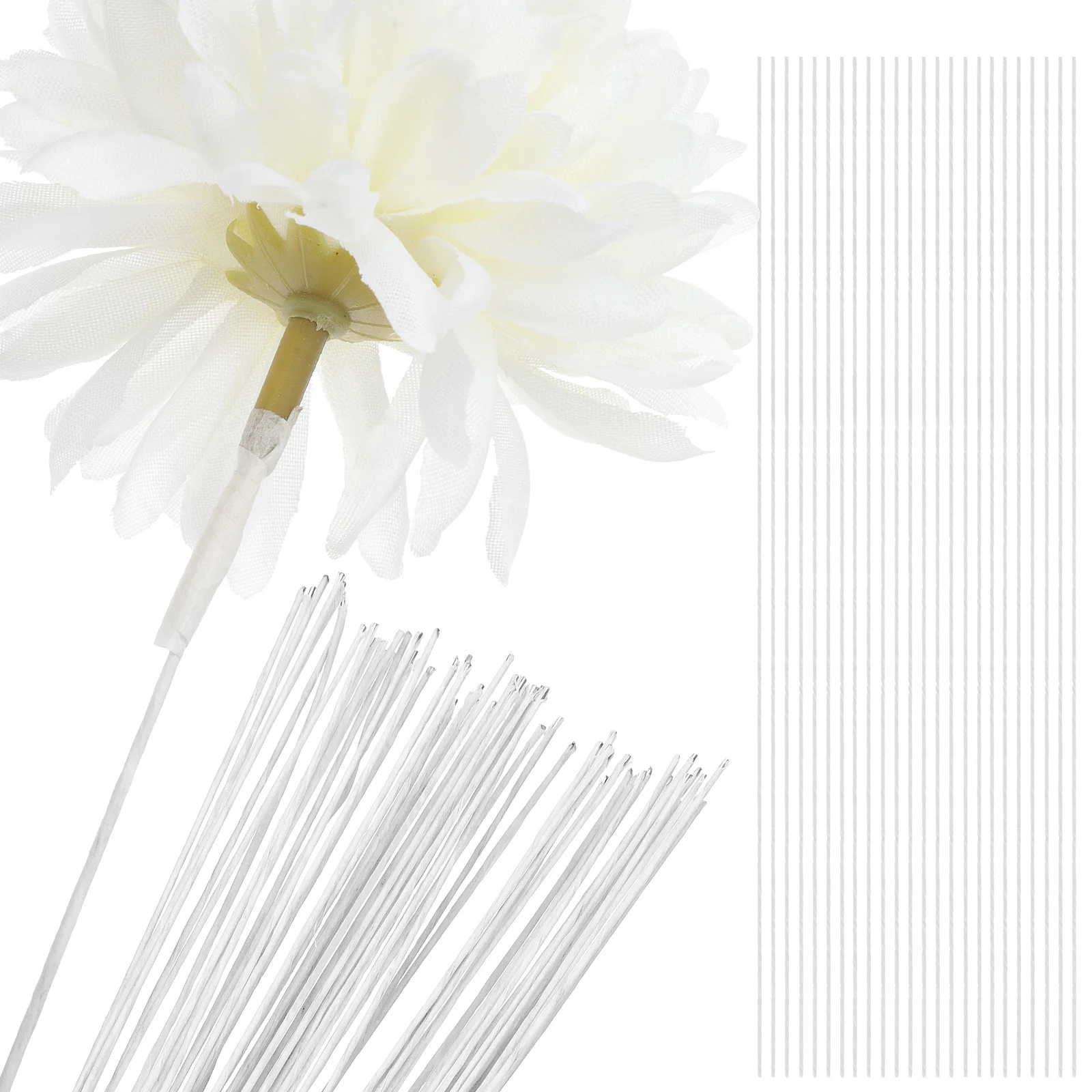 

100pcs White Paper Vine Flower Branches Iron Wire Sticks for DIY Crafts Bouquet Wrapping Garland Decor Practical Wire Stems