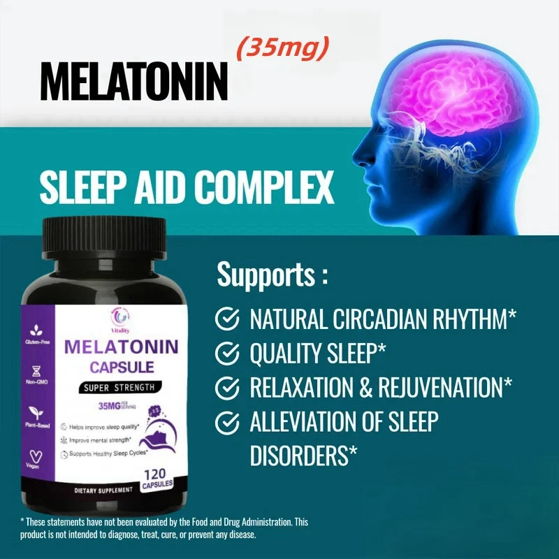 Vitality Melatonin Deep Sleep 35mg Sleep Aid - Melatonin Tablets for Men and Women - 30/60/120 Vegetarian Supplements Non-GMO