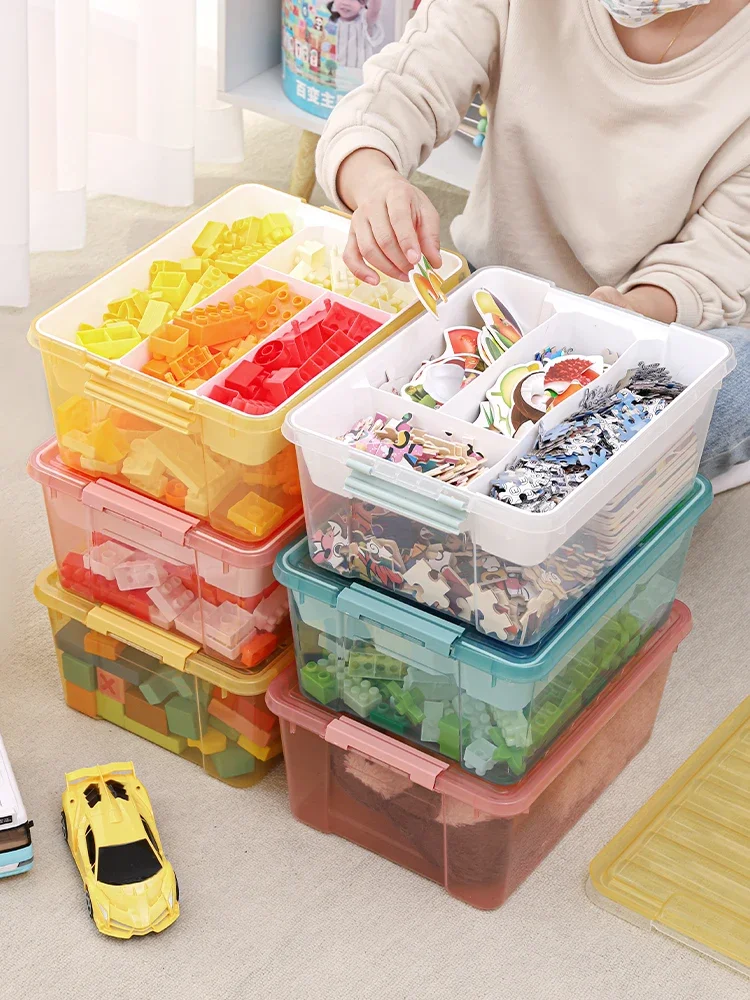 Building Blocks Classified Storage Box for Lego Toy Organizer with Lid Stackable Portable Kids Toys Puzzle Storage Organizer
