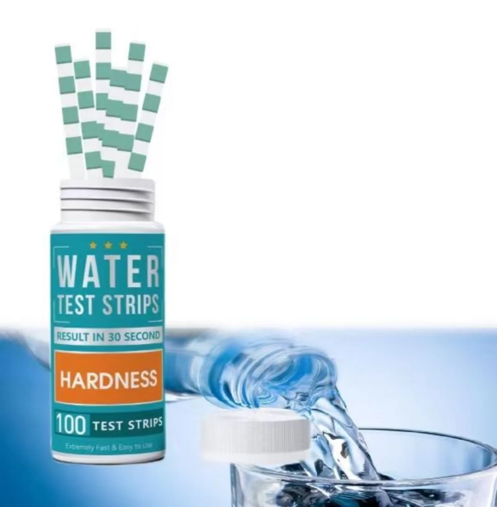 Water Hardness Test Strips 100pcs, 30s Fast Read Total Hardness Testing Kit for Drinking Water, Well Water, Pool Water Quality