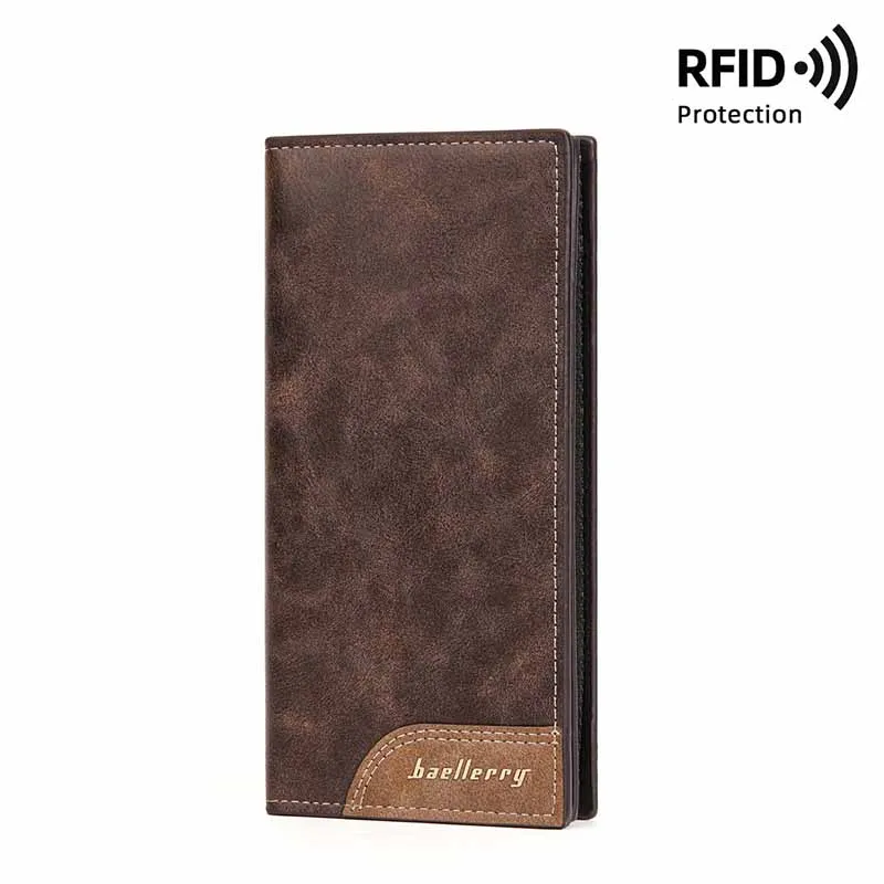 

RFID Blocking Large Capacity Men Purse Solid Soft Leather Clutch Bag Phone Long Wallet Card Holder Carteira Billfold Money Clip