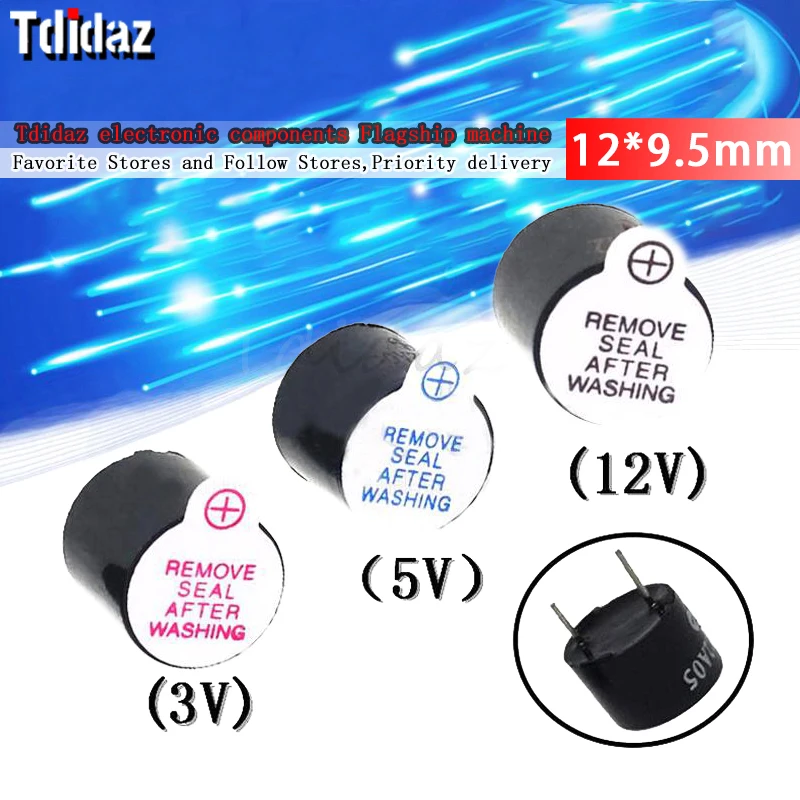 Zumbador activo magnético, tono de pitido continuo de 12x9,5mm, nuevo y original, 3v, 5v, 12v, 10 piezas