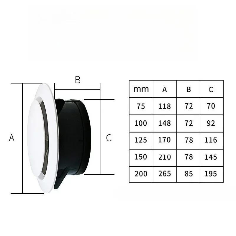 75/100mm Round Air Vent Exhaust Hood Valve Grille Diffuser Ducting Ventilation Cover Air Circulation Rotary ABS Adjustable view 6