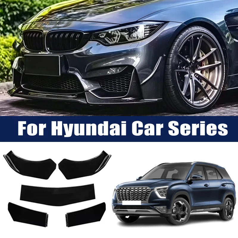 5Pcs Front Bumper Lip Body Kit, ABS Spoiler Splitter Canard For Hyundai Elantra Sonata Tucson SantaFe Kona Veloster Ioniq