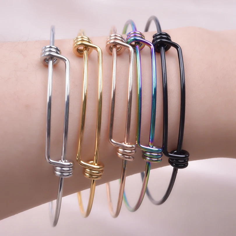 5PCS/lot Adjustable Stainless Steel Wire Cuff Bangles Making Charms Simple DIY Jewelry Making Bracelet Accessories Women Gifts