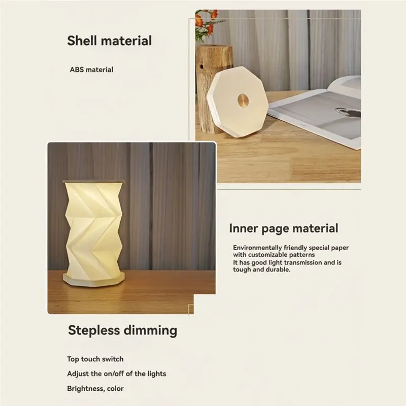 HOTA43T Dimmable Folding Lamp Portable Paper Lantern Table Night Light For Camping Traveling Tent Emergency Home Bedroom Decor