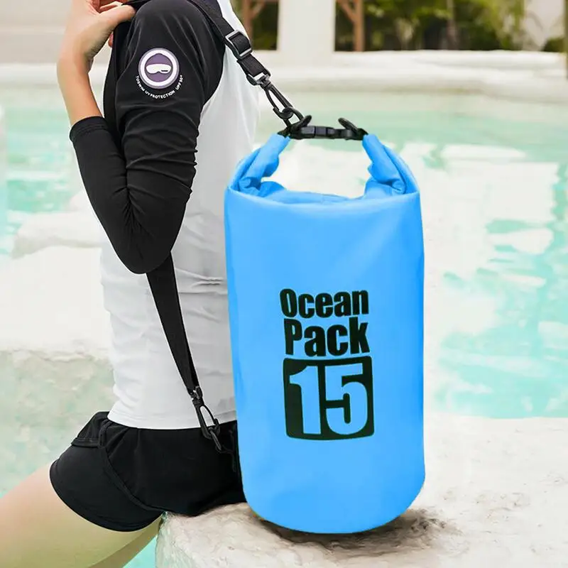 Saco seco impermeável para rafting, saco seco flutuante, flutuador de segurança com cores vibrantes, caiaque, remo, canoagem, 15L