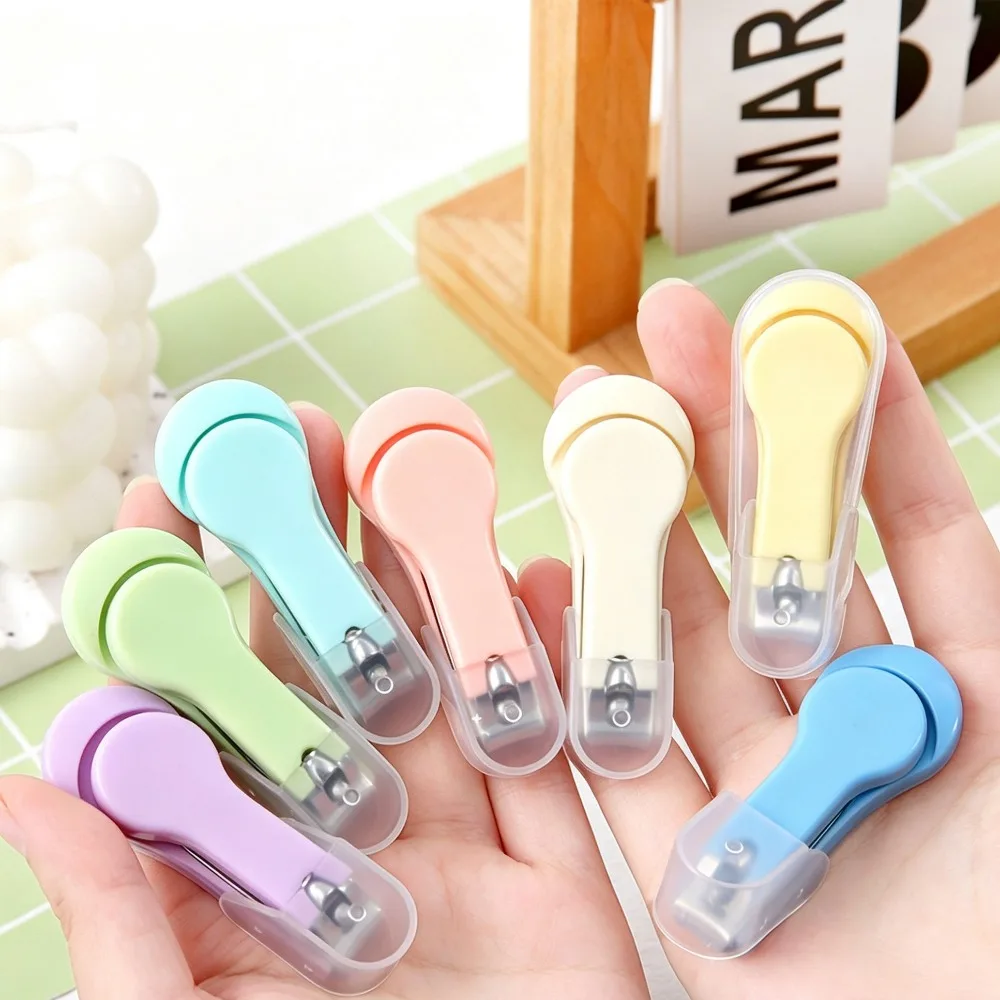 Household Macaron Colored Stainless Steel Nail Clippers Portable Manicure Tool for Office Seniors Nail Maintenance