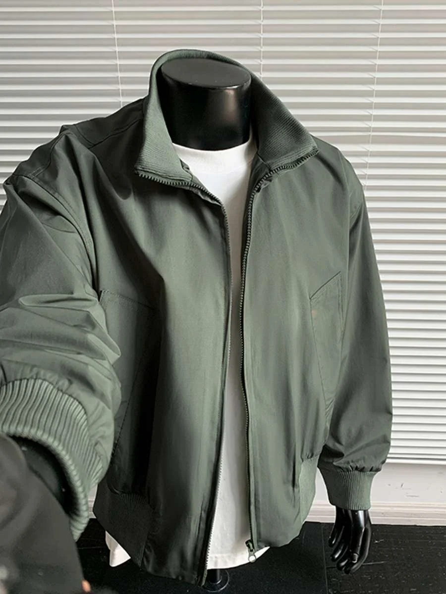 

Clean Fit Men's ort Bomber Jaet Flight Jaet American Sle Stand Collar Workwear Outerwear Spring Autumn Casual Outerwear