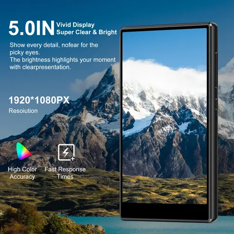 Diofox M10 Android 13 MP3 Player 5 Inch Touch Screen 4GB+32GB WiFi Bluetooth Lossless Music Player TF Card Expandable Up To 1TB