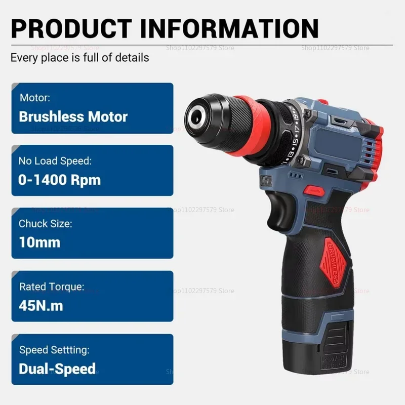Perceuse sans balais au Lithium et tournevis électrique, outil électrique multifonction 2 en 1 pour l'installation d'appareils de meubles ménagers