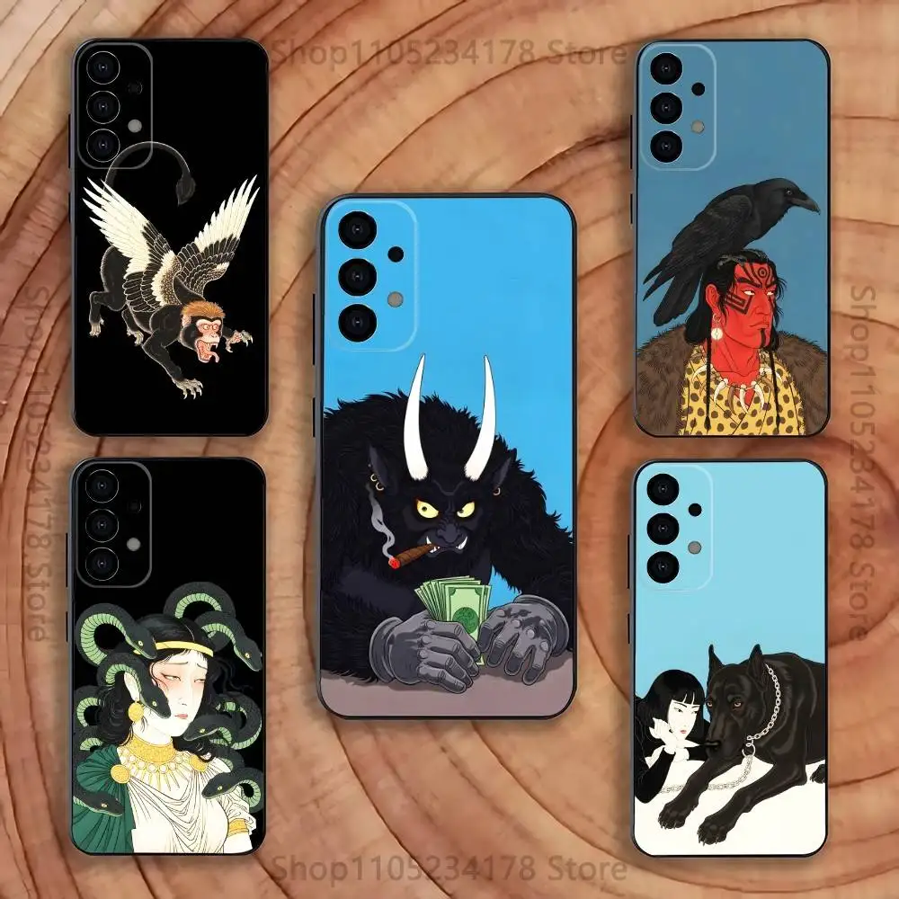 Neo-Ukiyo-e Yokai Creature Phone Case Silicone Soft For Samsung S26,S25,S24,S21,S22,S23,S30,Ultra,S20,Plus,Fe,Lite