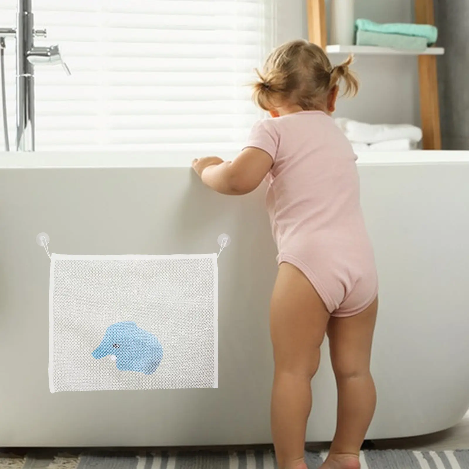 

Сетчатая сумка-органайзер на присосках для детских принадлежностей для ванной 45x35 см, устойчивая к разрывам, для хранения аксессуаров для душа