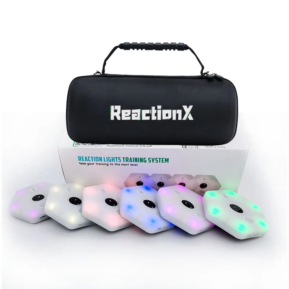 Equipamento de treinamento de entretenimento esportivo com 6 luzes, aplicativo de basquete, futebol, badminton, lâmpada de detecção de velocidade ágil para treinamento