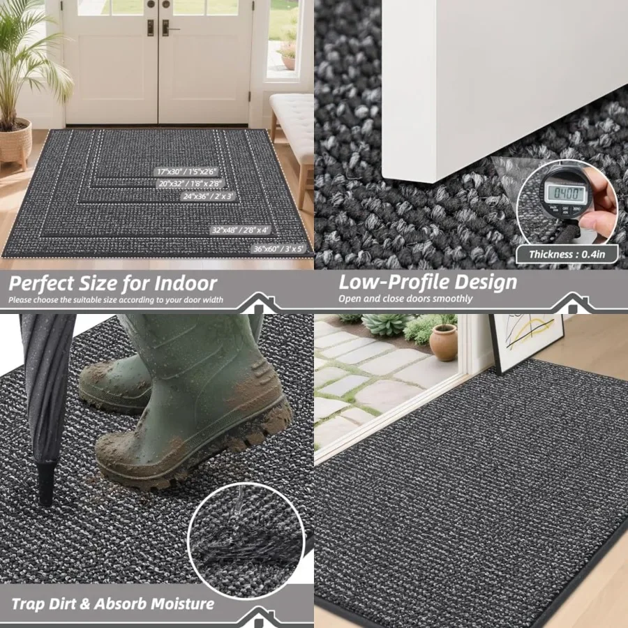 

Dirt Trapper Door Mat, Non-Slip Washable Doormats Entrance Mat, Dirt Resistant and Absorbent Welcome Mat, Low Profile Floor Mat