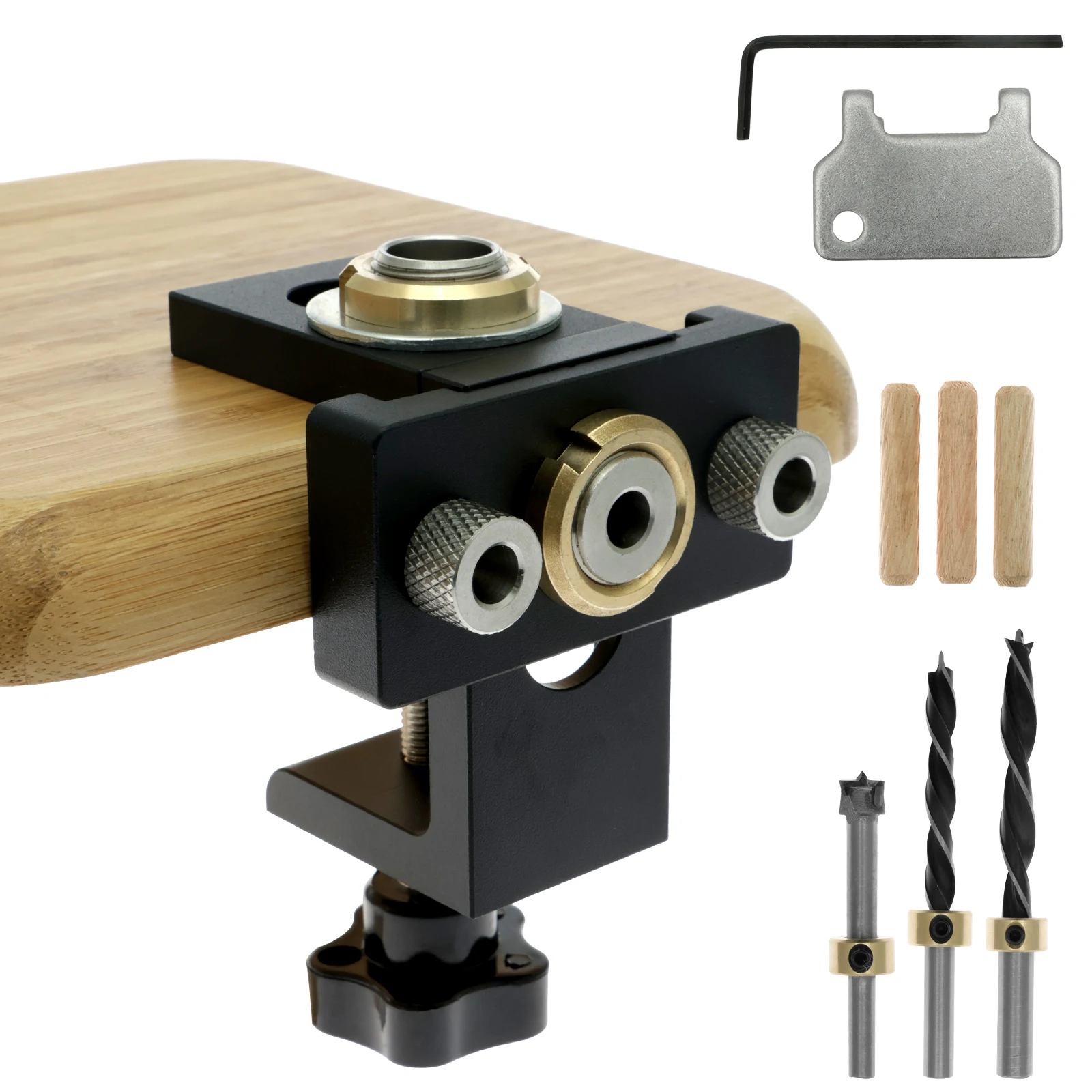 

Doweling Jig Kit Aluminum Alloy Dowel Drilling Guide Adjustable Hole Punching Locator for Furniture Repair Wood Woodworking 2023