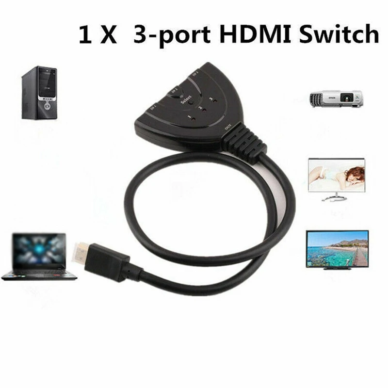 مفتاح متوافق مع HDMI جهاز تقسيم KVM ، 3 إدخال ، مخرج واحد ، كابل لـ HDTV ، PS4 ، Xbox ، 4.5 P ، محول محور تبديل التبديل