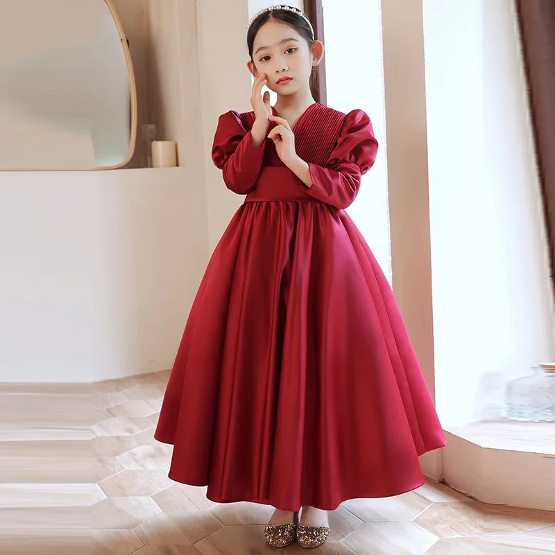 Puffy Girl Dress Red Princess Dres Flower Girl Dresses Cute Baby Girl Dress Girl Birthday Party Dresses First Communion Dress