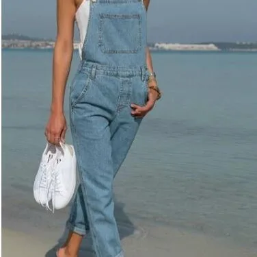 Women's Spring/Autumn Fashion Slimming Denim Suspenders, British Style Loose Leisure Small Leg Pants, Pencil Pants Suspenders