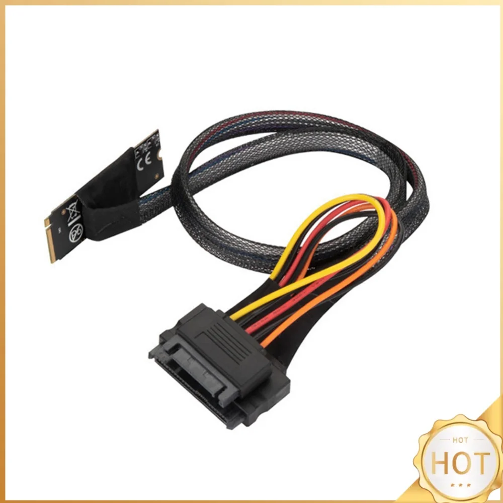 Adapter Cable Replacement M.2 M-Key to U.2 SFF-8639 Interface Adapter Cable with SATA 15-Pin Female Connector