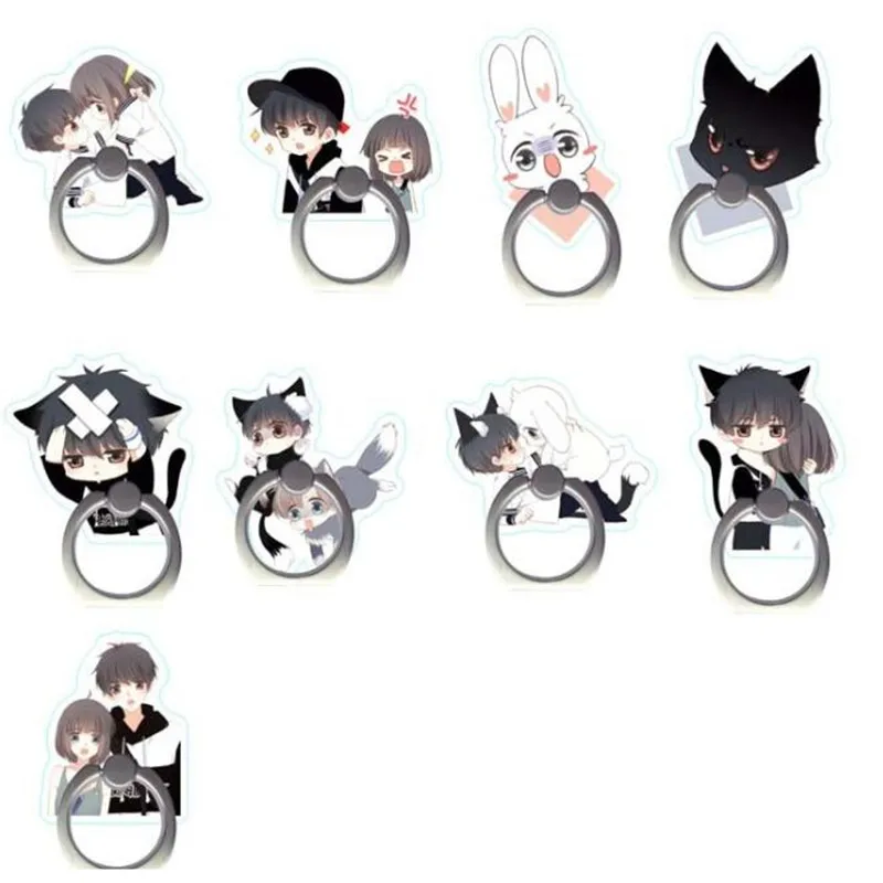 

Cartoon Lover Girl Boy Finger Ring Smartphone Stand Holder Mobile Phone Holder Stand For iPhone 11 Acrylic All Smart Phone