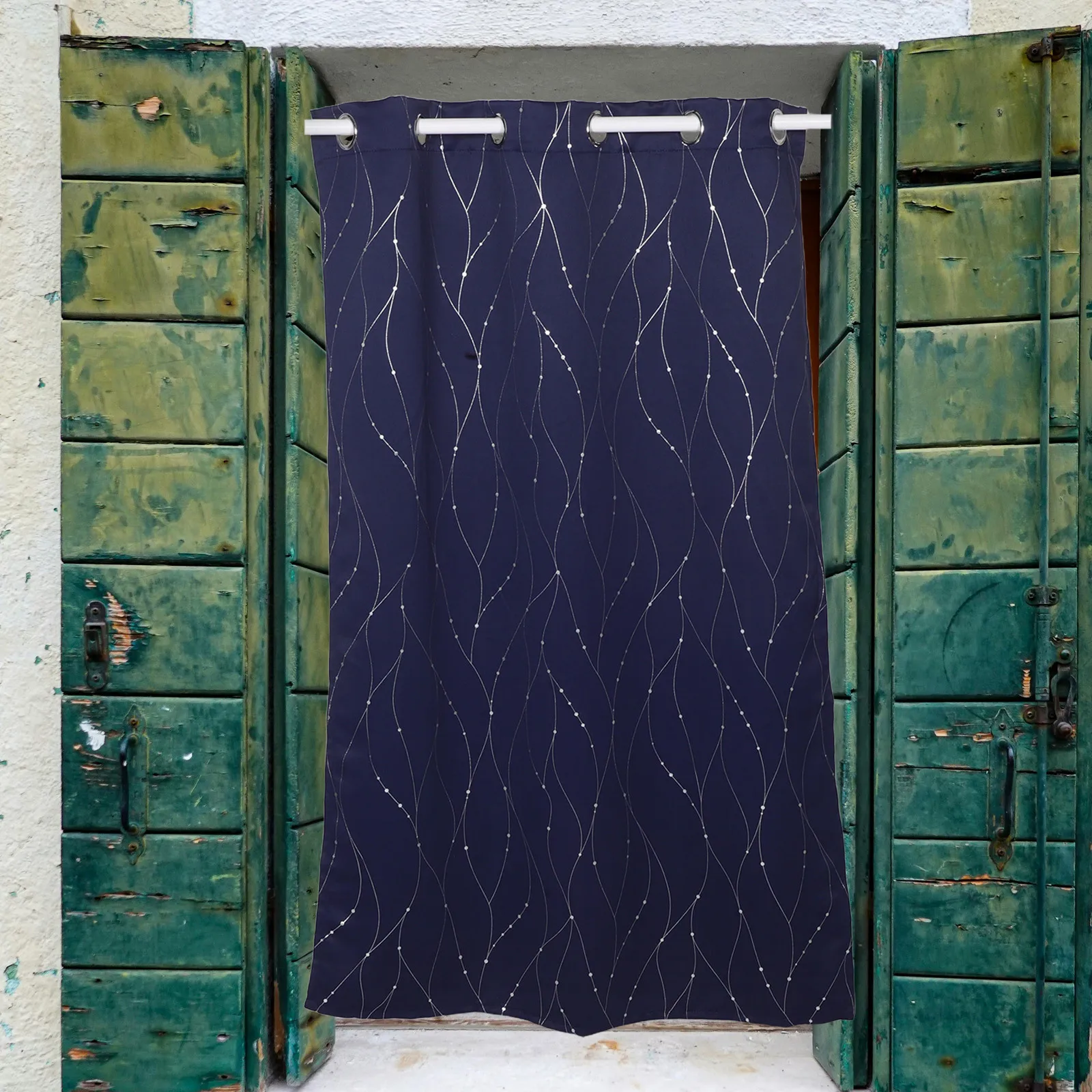 

Blackout Curtain Grommet Thermal Insulated Dark Blue Short Curtain Panel Bedroom Living Room Sun Blocking Window Drapes