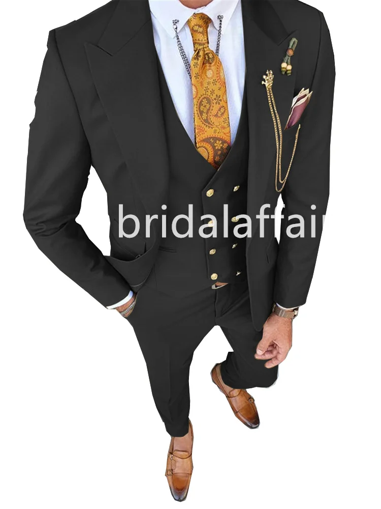 

Bridalaffair 2023 Men Suits Groom Wear Peak Lapel Tuxedos Business Party Suit 3 Pieces (Jacket+Vest+Pant）