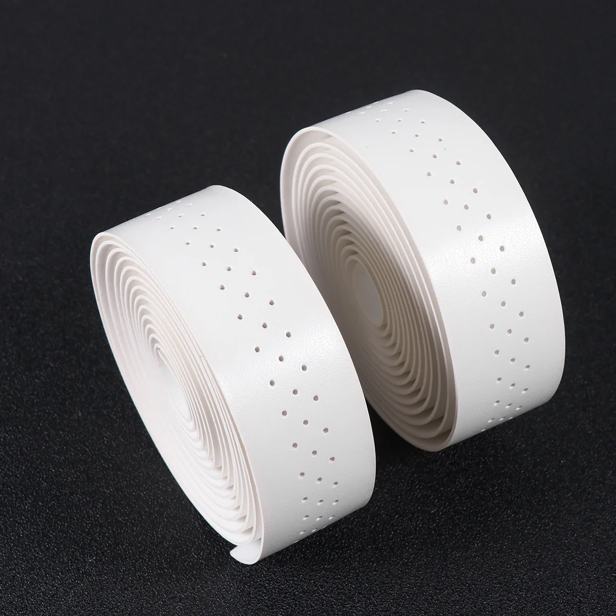 1 set Punching Bike Handlebar Tape Pu Shock-Absorbent Non-Slip Grip For Road Mountain Bicycle Cycling White