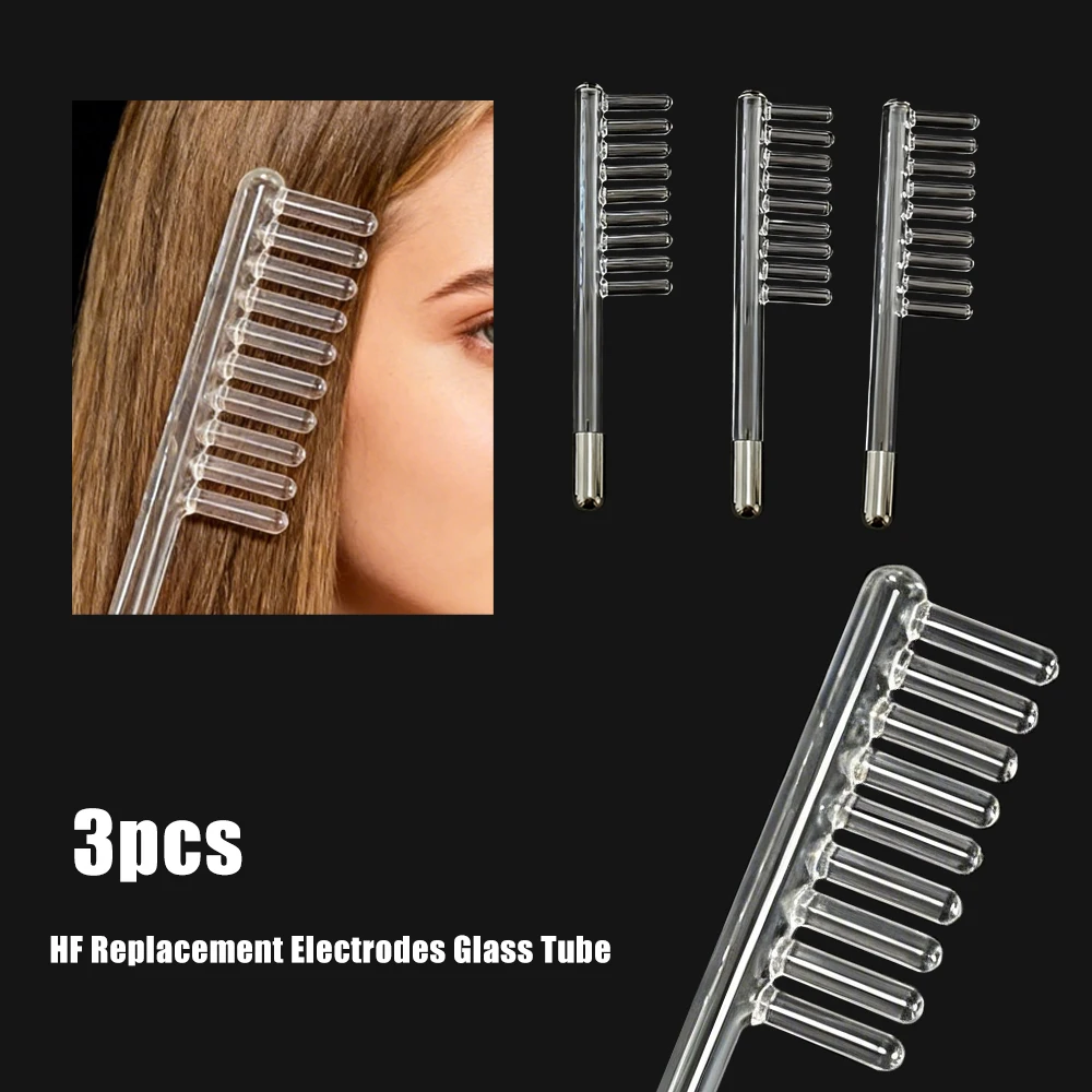 

Набор из 3 высокочастотных электродов-расчесок для лица: стеклянные трубки, массажеры для волос, насадки с оранжевым светом для ухода за кожей лица, косметический прибор