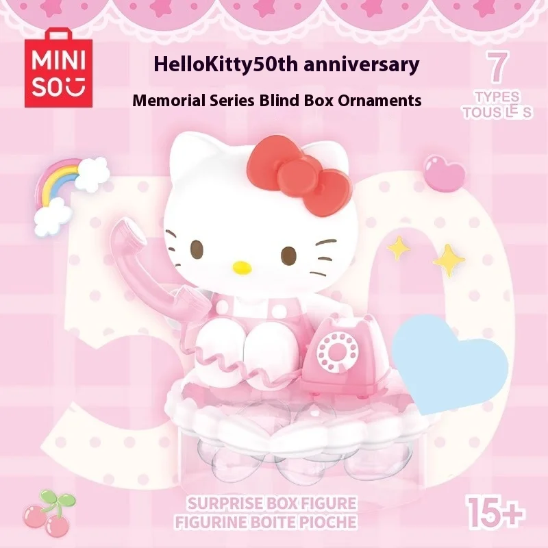 MINISO Sanrio Series Hello Kitty 50th Anniversary Series Blind Box Figure Anime Periphery